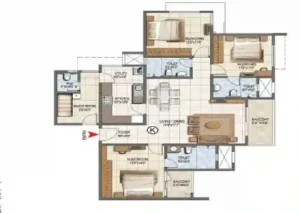Godrej Vanantara Apartment 3 BHK Floor Plan by Godrej Properties located at Bannerghatta Road, Bangalore Karnataka