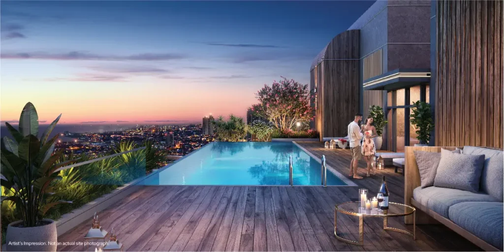 Godrej Vanantara Apartment roof top swimming pool by Godrej Properties located at Bannerghatta Road, Bangalore Karnataka